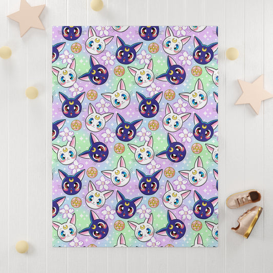 Luna and Artemis Cat lover Soft Fleece Baby Blanket