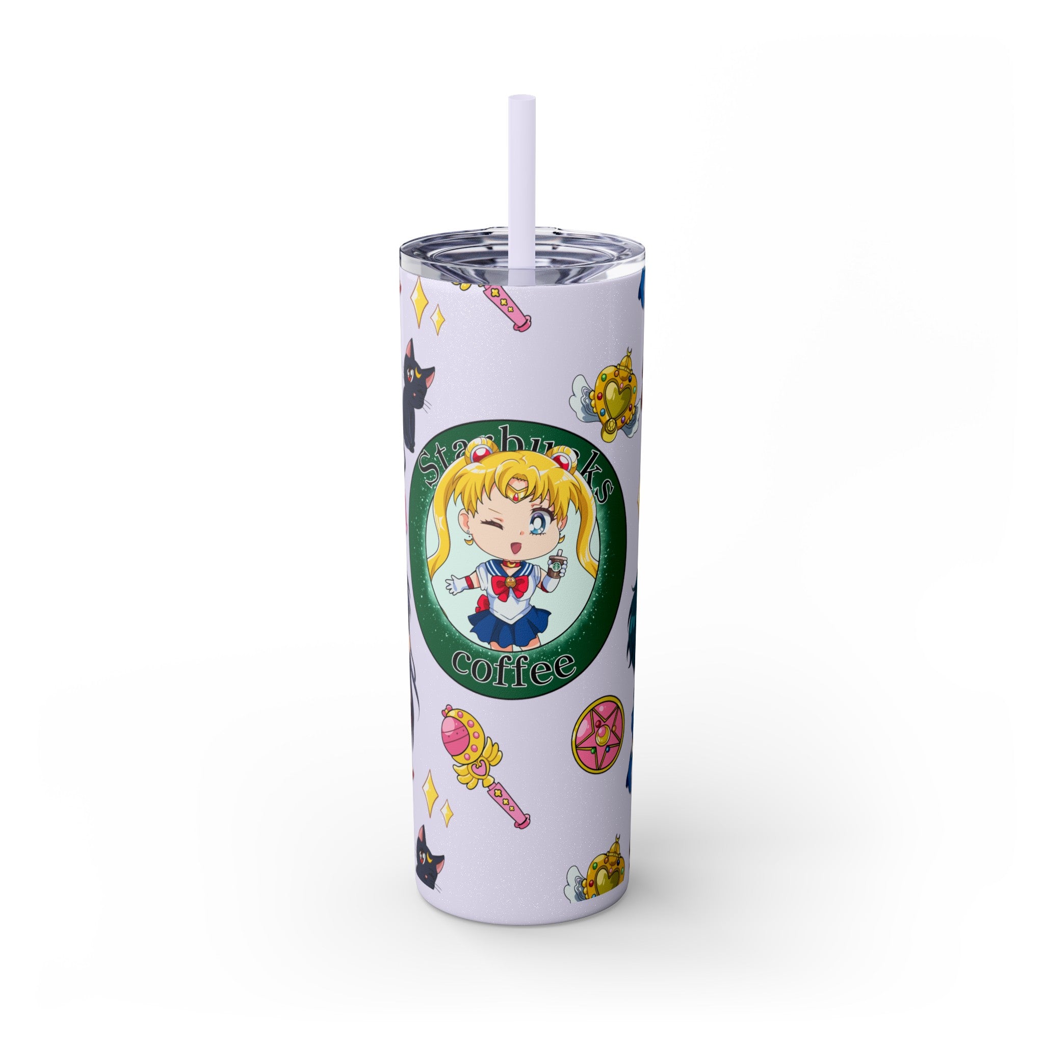 Anime girls Skinny Tumbler with Straw, 20oz