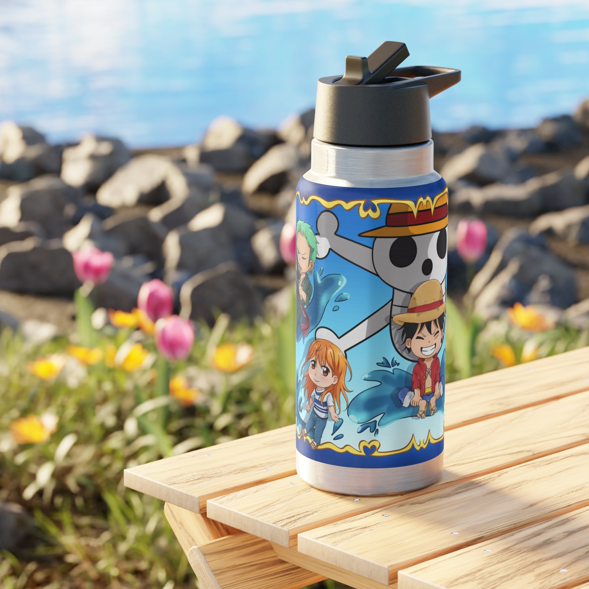 Sail the Seas Hydrated on the Jolly Roger: Stainless Steel 32 oz Water Bottle