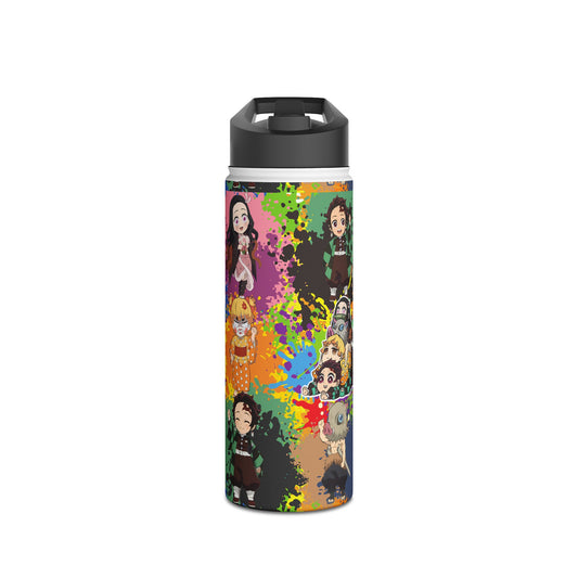 Chibi inspired Demon Slayer Stainless Steel Water Bottle, Standard Lid