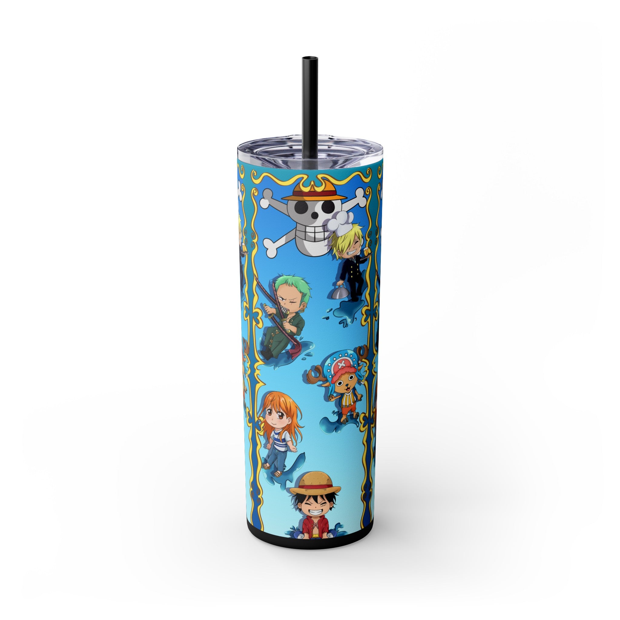 Chibi Pirate Adventure Crew Skinny Stainless Steel Tumbler 20oz with Straw