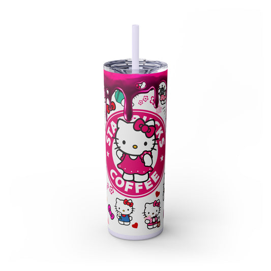 Kawaii Hello Kitty Coffee Skinny Tumbler with Straw, 20oz