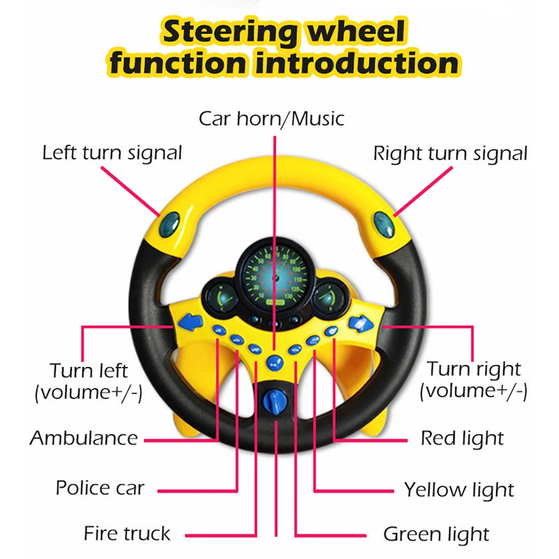 "Shining Electric Steering Wheel Toy for Infants - Light, Sound, and Educational Fun!"