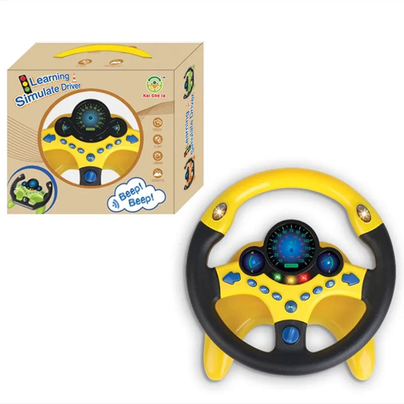 "Shining Electric Steering Wheel Toy for Infants - Light, Sound, and Educational Fun!"