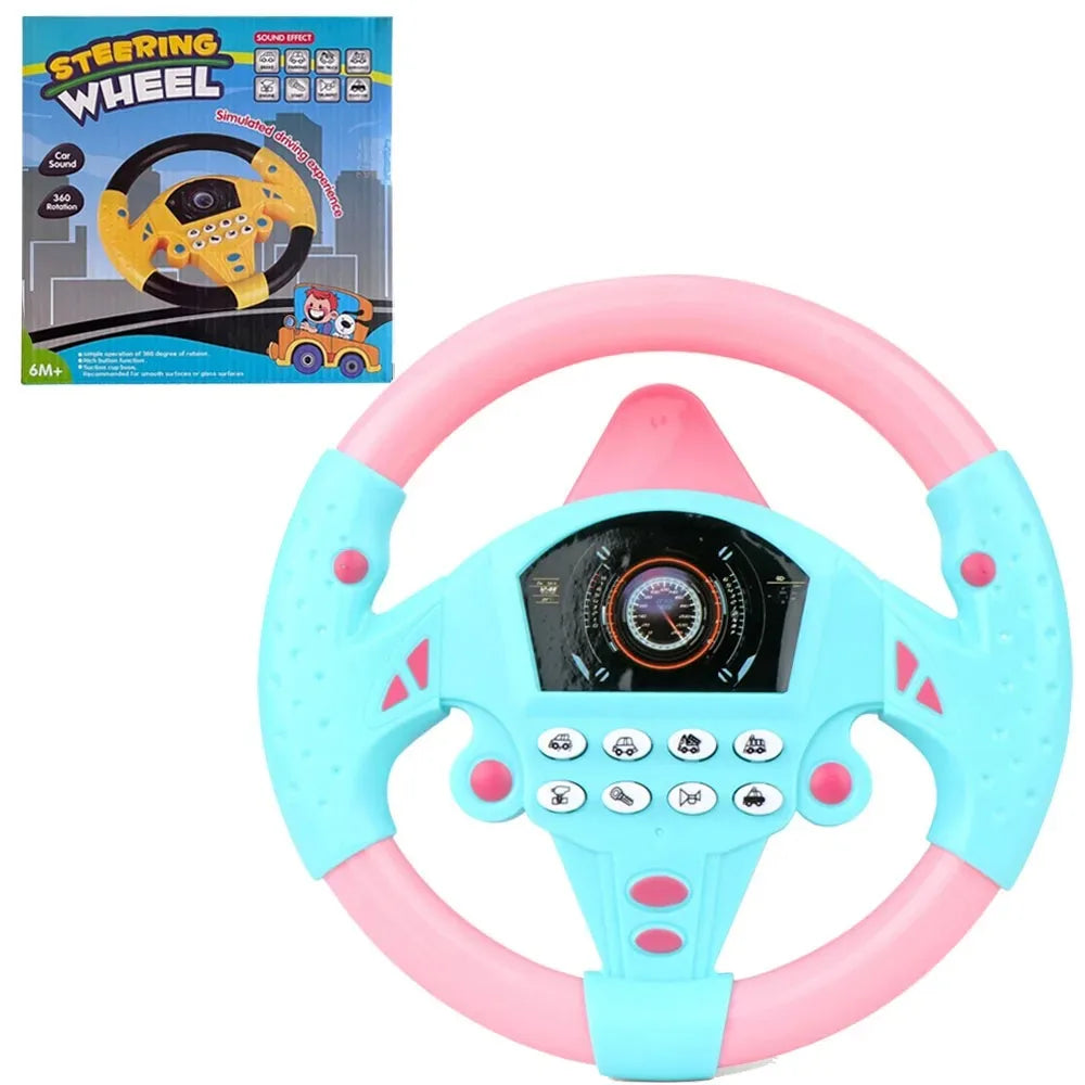 "Shining Electric Steering Wheel Toy for Infants - Light, Sound, and Educational Fun!"