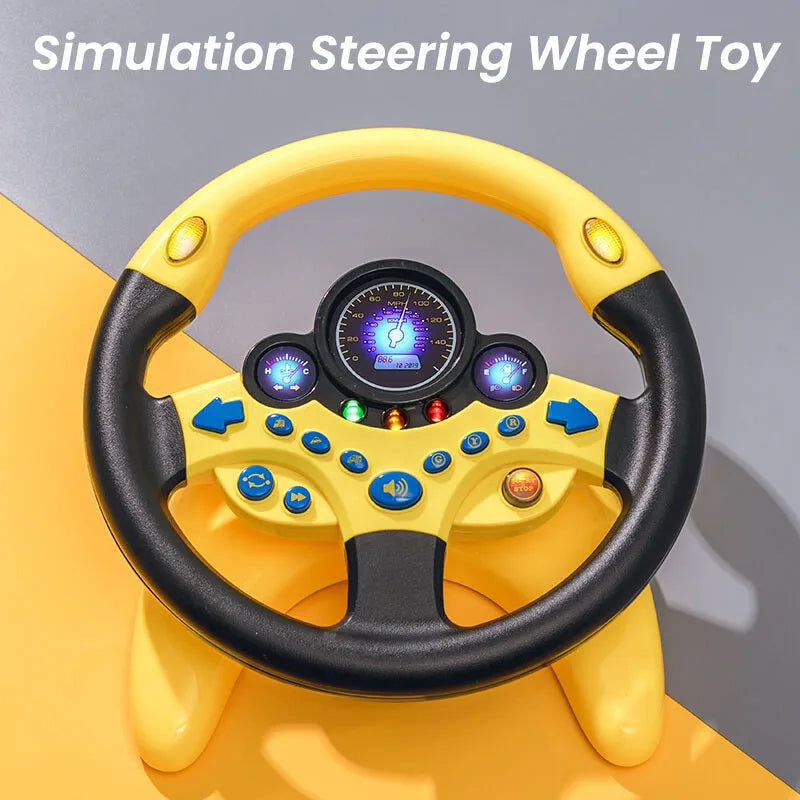 "Shining Electric Steering Wheel Toy for Infants - Light, Sound, and Educational Fun!"