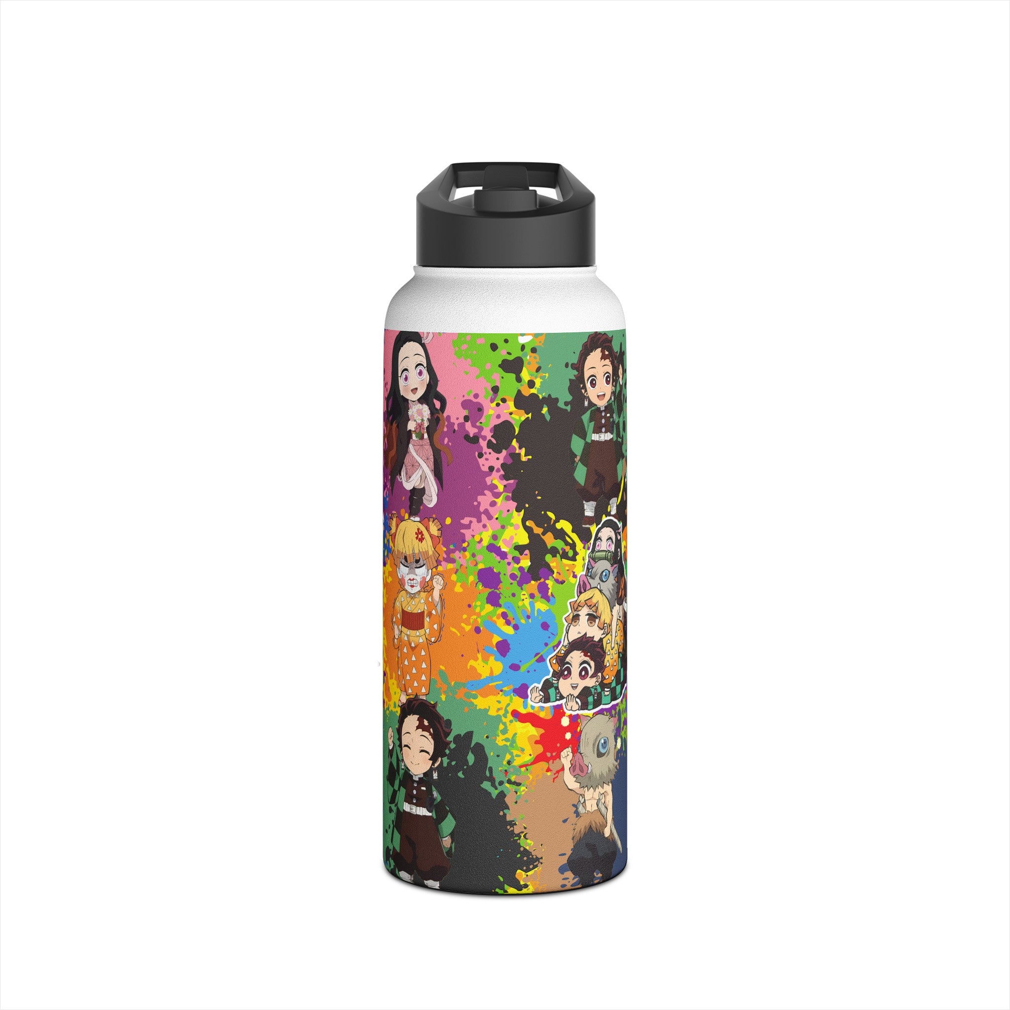 Chibi inspired Demon Slayer Stainless Steel Water Bottle, Standard Lid