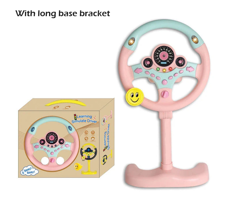 "Shining Electric Steering Wheel Toy for Infants - Light, Sound, and Educational Fun!"