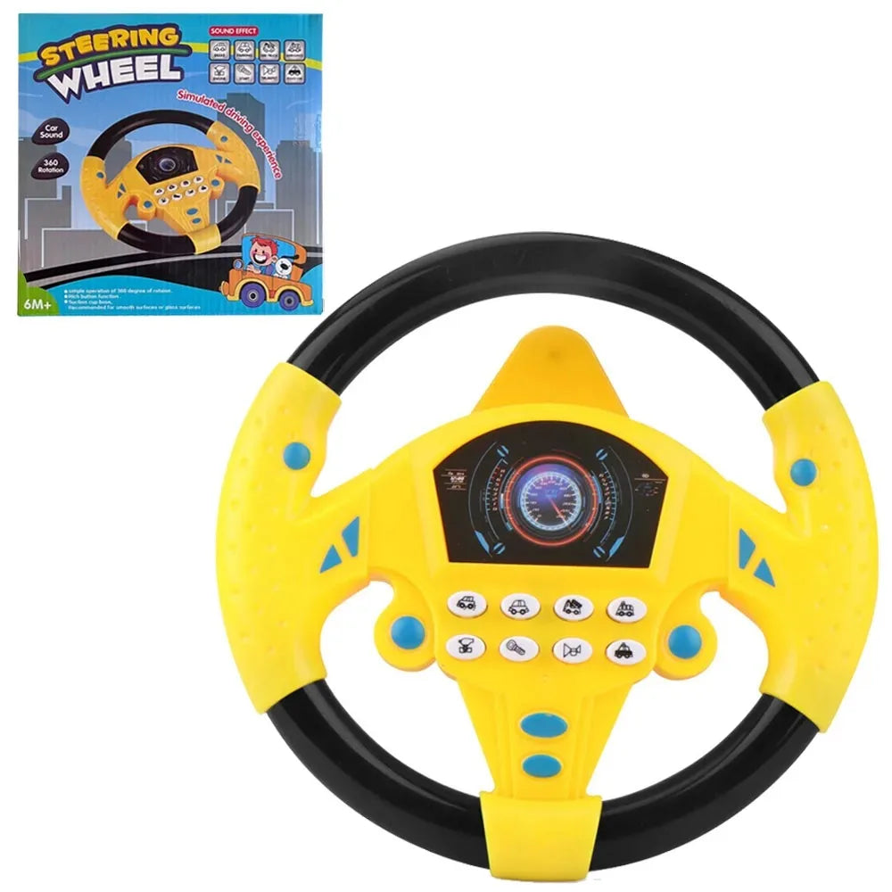 "Shining Electric Steering Wheel Toy for Infants - Light, Sound, and Educational Fun!"