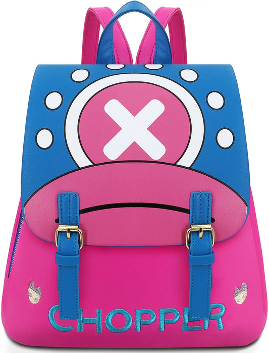 Anime Backpack Tony Tony Chopper Women Pink Mini Synthetic Leather Flap Print Back Pack