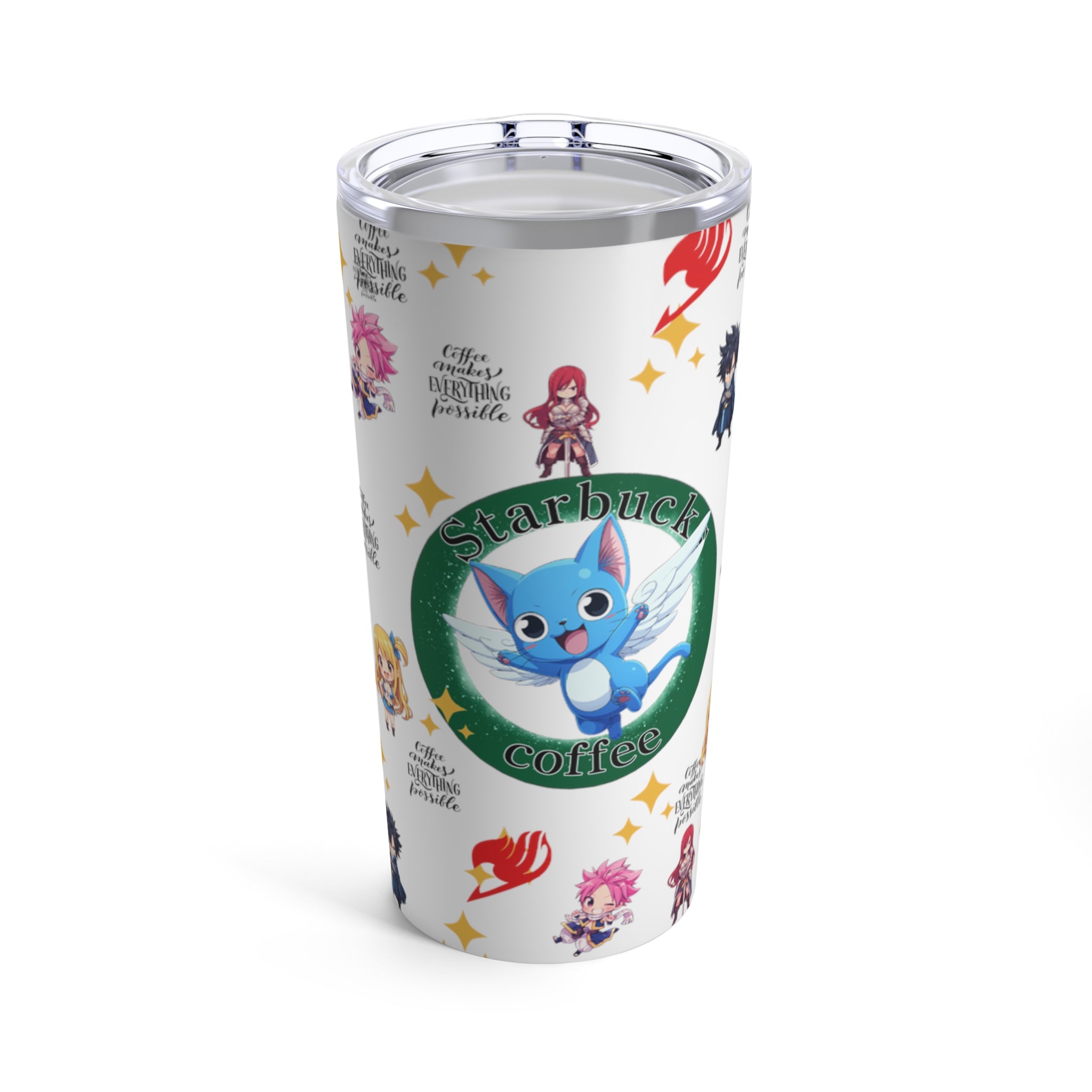 Tumbler 20oz Stainless Steel Anime Fairy Tumbler with Happy Cat