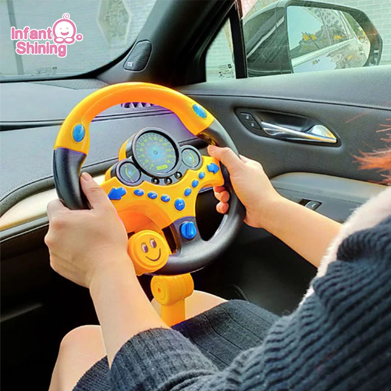 "Shining Electric Steering Wheel Toy for Infants - Light, Sound, and Educational Fun!"