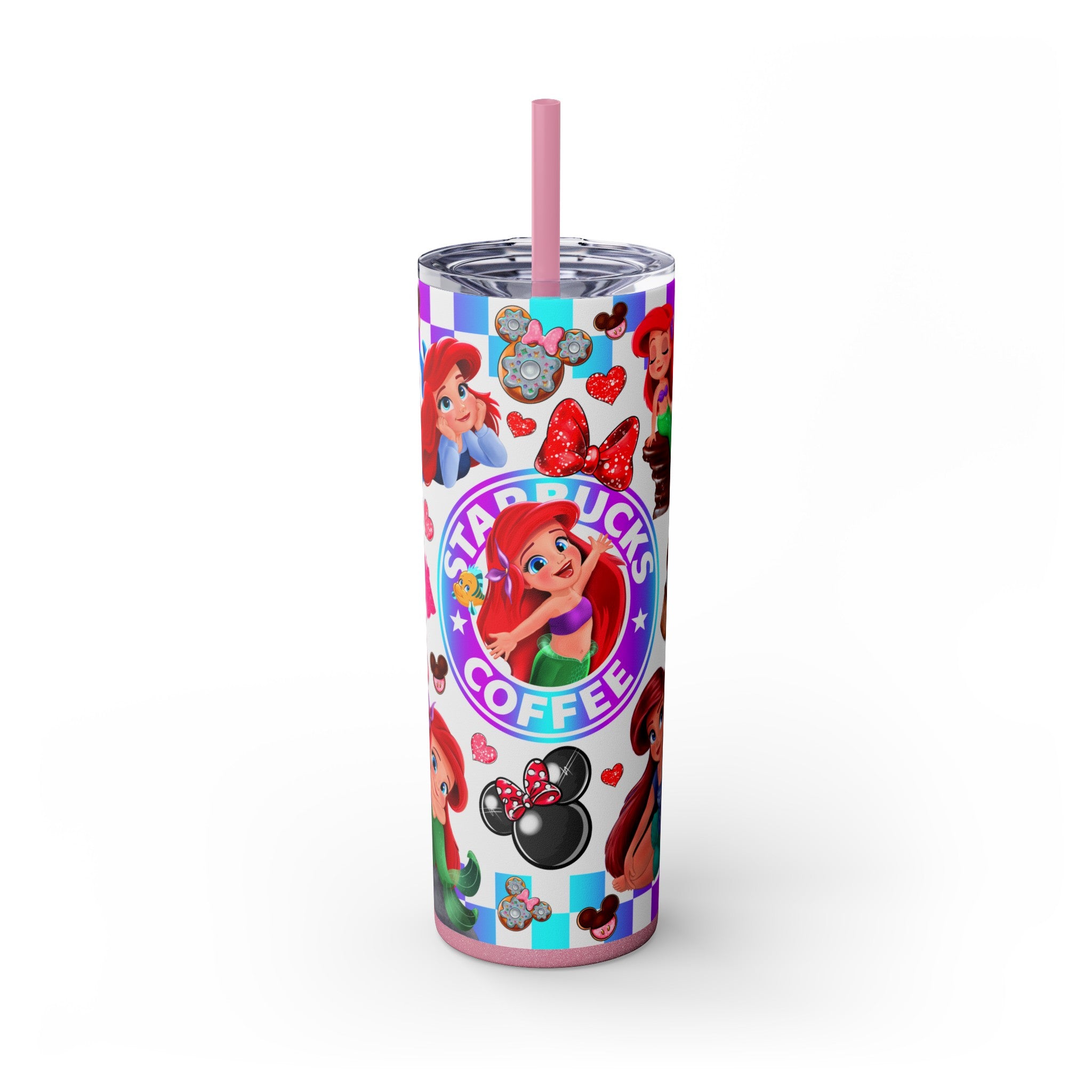 Mermaid Magic: Chibi Coffee Themed Skinny Tumbler 20 oz with Straw – Stay Refreshed in Chic Style