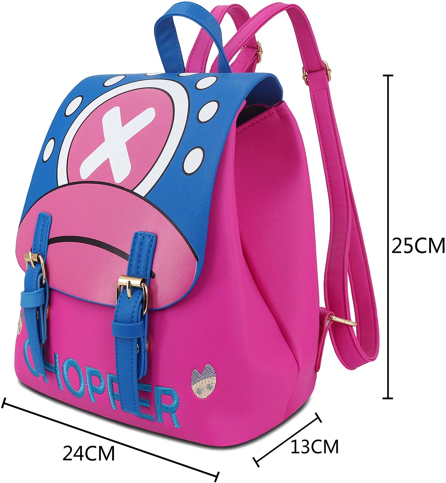 Anime Backpack Tony Tony Chopper Women Pink Mini Synthetic Leather Flap Print Back Pack