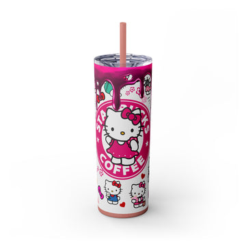 Kawaii Hello Kitty Coffee Skinny Tumbler with Straw, 20oz