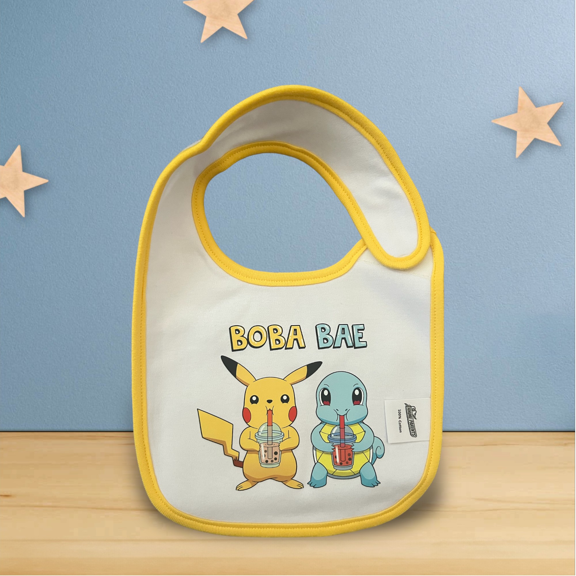 Anime Baby Bib for babies saying, "Boba Bae"