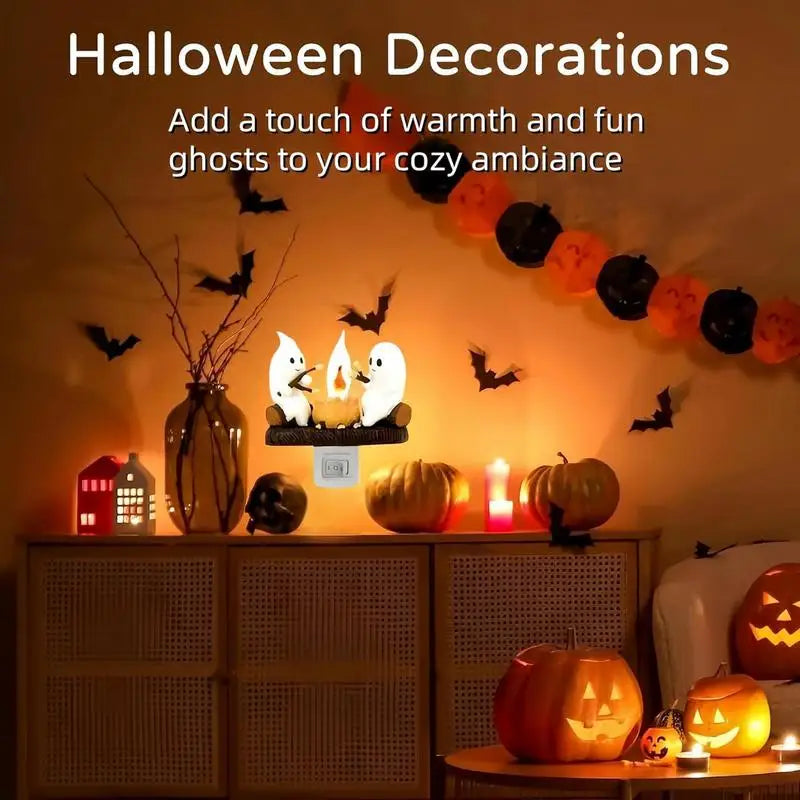 Ghost Campfire Nightlight Ghost Campfire Flickering Plug in Night Light Halloween Ghost Pumpkin Night Light