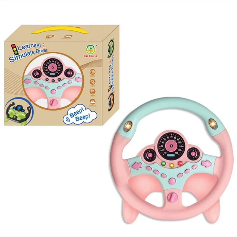 "Shining Electric Steering Wheel Toy for Infants - Light, Sound, and Educational Fun!"