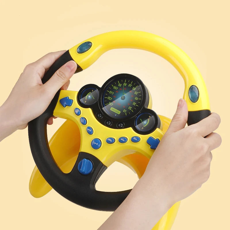 "Shining Electric Steering Wheel Toy for Infants - Light, Sound, and Educational Fun!"